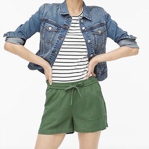 J. Crew Factory Green Linen Blend Drawstring Shorts